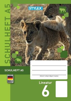 Stylex 29706 Schulheft, Lineatur 6, DIN A5, 16 Blatt