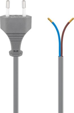 Goobay Euro Kabel zum Konfektionieren, 1,5 m, Grau, Grau - Eurostecker (Typ C,