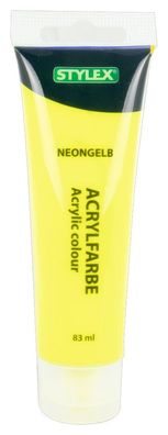 Stylex Acrylfarbe 83 ml Tube neongelb matt Künstlerfarbe Malfarbe