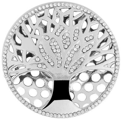 Magnetbrosche Motiv Lebensbaum Edelstahl rund silberfarben 50 mm