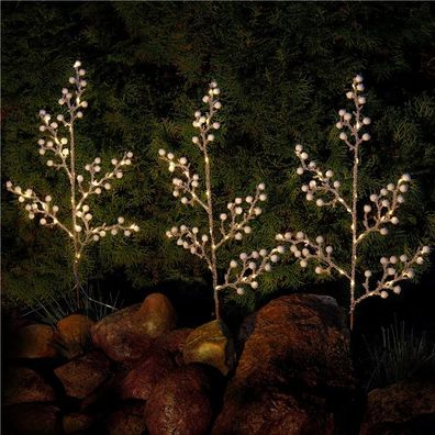 3er Set Lichterbäume mit 75 LED´s mit Timer, warm-weiß, batteriebetrieben