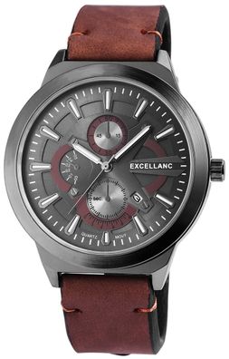 Excellanc 295171600013 Analog Herren Armbanduhr Kunstlederband braun Chronolook