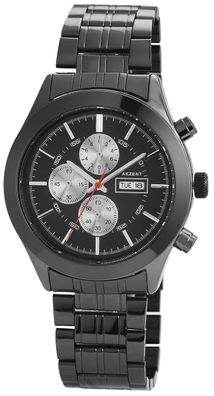 Akzent SS747100041 Herrenuhr mit Edelstahlarmband schwarz Chronolook