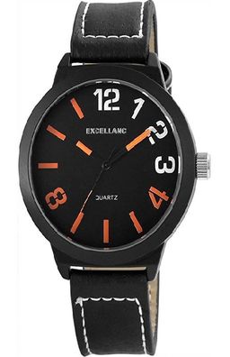 Excellanc 295071000120 Analog Herrenuhr mit Kunstleder Armband - schwarz