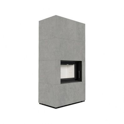 Kratki Kaminbausatz FLOKI BOX 8kW Ø160 Quarzsinter Cemento GRIGIO Bocciardata