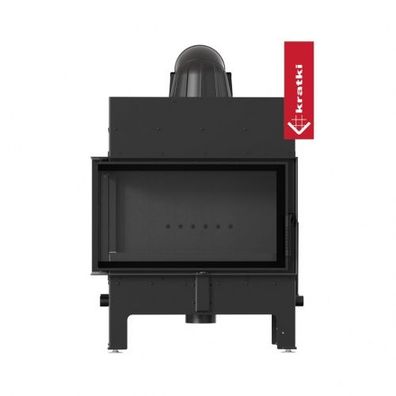 Kratki Kamineinsatz aus Stahl KRATKI FLOKI M BLACK links 10 kW Ø 200 mit Türfeder