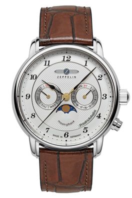 Zeppelin Herrenarmbanduhr Friedrichshafen Mondphase Braun 8536-1