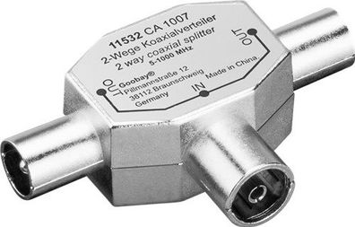 Goobay Koax T-Adapter: 2x Koax-Stecker > Koax-Buchse, Metall