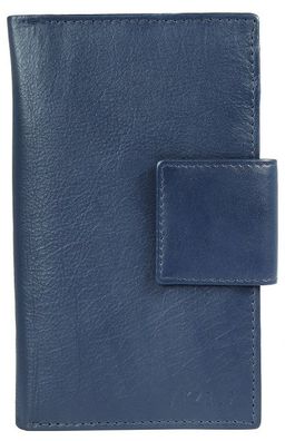 Damen Geldbörse blau Leder 16 x 10 x 2,5 cm Querformat Druckknopfverschluss