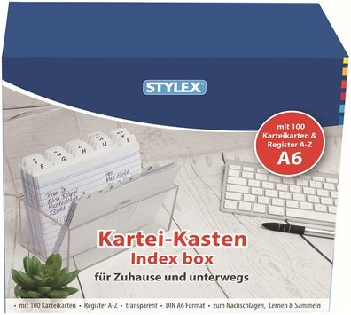 Stylex Karteikasten, DIN A6, mit 100 Karten