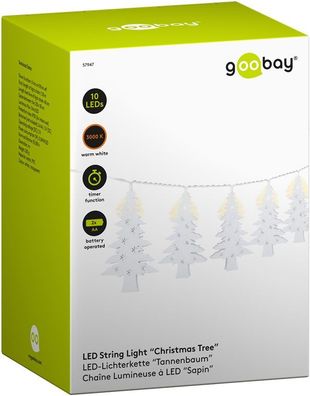 10er LED Batterie Lichterkette "Tannenbaum" - Timer Funktion warm-weiß