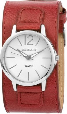 Excellanc Analog Damen Armbanduhr Kunstlederband rot