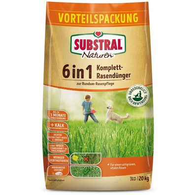 SUBSTRAL® Naturen® 6 in 1 Komplett Rasendünger Rundum Rasenpflege 20 kg für 270 m²