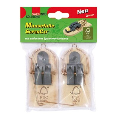 Swissinno Solutions Holz-Mausefalle SuperCat - 2er Set