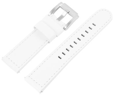 Leder Uhren Armband 22mm weißes Leder und weiße Naht silberfarbene Schließe