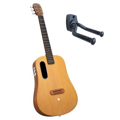 Lava Music Gitarre ME Air Spruce 36 Zoll Woodgrain Brown mit Wandhalter