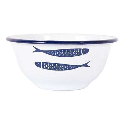 Clayre & Eef Schale 350 ml Weiß Metall Fische (Gr. Ø 14x7 cm / 350 ml)