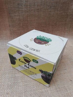 Grow-Grow Nut, Starterpaket, 1x Kokosnuss-Schale + 3x Bio-Saatgut (Brokkoli,