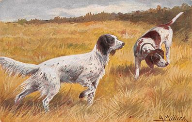 Hunde auf dem Jagd A. Mailick Postkarte