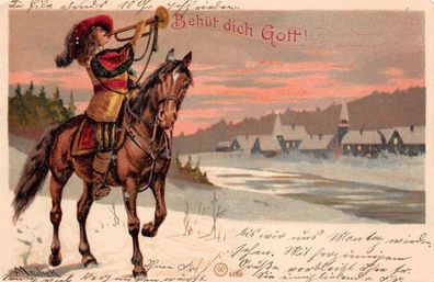 Mailick Grußkarte Behüt dich Gott 1903 Leipzig