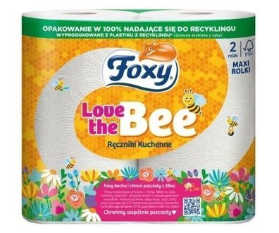 Foxy Love the Bee Küchentücher, 2 Rollen - Hochwertige Bienenmotiv-Küchentücher