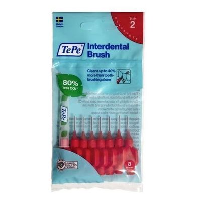 TePe Original Interdentalbérsten 0,5 mm Rot - 8er Pack fér effektive Zahnzwischenraum