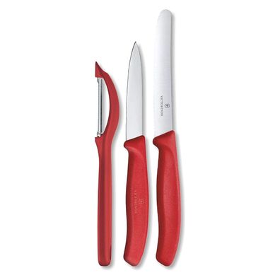 Victorinox Swiss Classic Gemüsemesser-Set mit Schäler 3-teilig rot