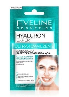 Eveline, Hyaluron Expert Ultra-Feuchtigkeit, Glättende Maske, 7 ml