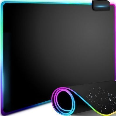 Gaming Mauspad 7 LED Beleuchtungsmodi RGB Gaming-Zubehör Schwarz Retoo