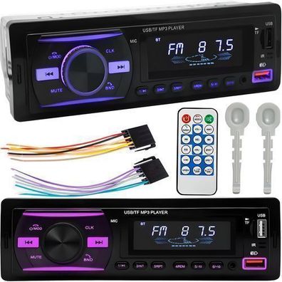 Autoradio 1 DIN Bluetooth MP3 AUX RDS MicroSD USB MicroSD AUX-IN FM Radio Retoo