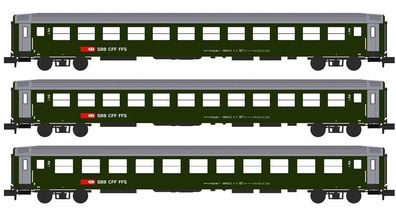 Kato Lemke K23012 3-tlg. Wagen-Set der SBB inkl. Innenbele Spur N