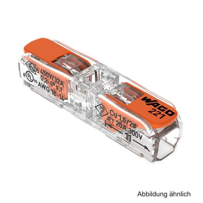 Wago Durchgangsverbinder 2 Leiter, bis 4 mm², transp./orange, 60 Stk., 2212411