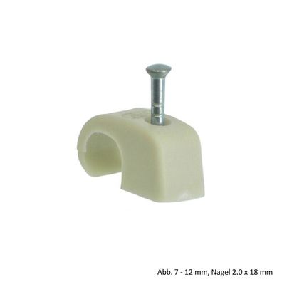 OBO Haft-Clip für Kabel, 4-7mm, Nagel, 2x18mm, Polypropylen, lichtgrau 2228610