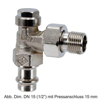 Heimeier Verschraubung Regulux Eck, DN15 (1/2"), Viega Pressanschl.15mm