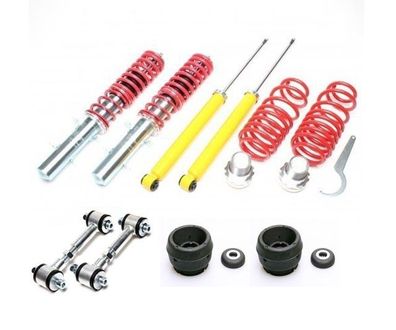 TA Technix Gewindefahrwerk + Koppelstangen + 2 Domlager VW GOLF 4, BORA 1J