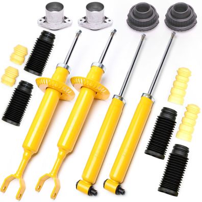 4X SPORT-STOßDÄMPFER Gasdruck VORNE HINTEN + 4 Domlager + Staubkappen - AUDI A6