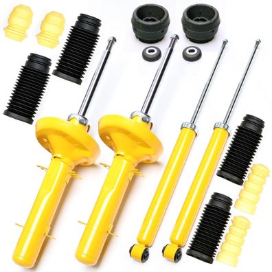 4X SPORT-STOßDÄMPFER Gasdruck VORNE HINTEN + Domlager Staubkappen - A3 8L GOLF 4