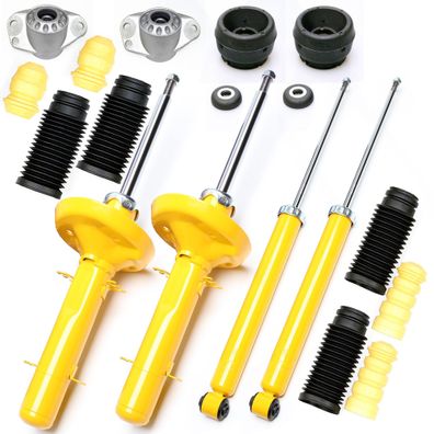 4X SPORT-STOßDÄMPFER Gasdruck VORNE HINTEN + 4 Domlager Staubkappen - A3 GOLF IV