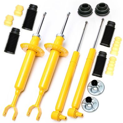 4X SPORT-STOßDÄMPFER Gasdruck VORNE HINTEN + Domlager VA + Staubkappen - AUDI A4