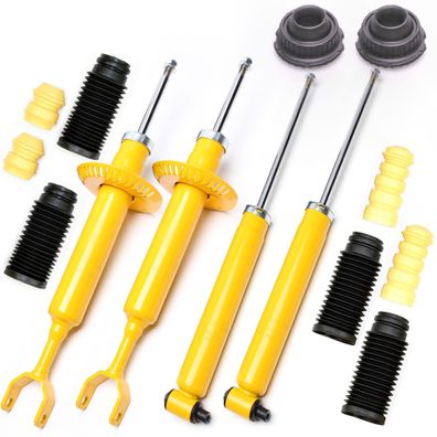 4X SPORT-STOßDÄMPFER Gasdruck VORNE HINTEN + Domlager VA + Staubkappen - AUDI A6