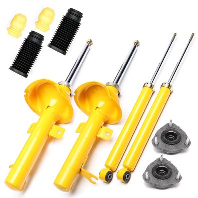 4X SPORT-STOßDÄMPFER Gasdruck VORNE HINTEN + Domlager VA + Staubkappen - FOCUS