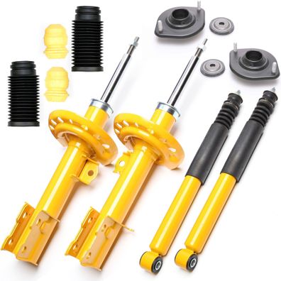 4X SPORT-STOßDÄMPFER Gasdruck VORNE HINTEN + Domlager VA + Staubkappen - CORSA C