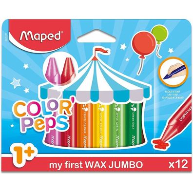 Wachsmaler Jumbo Maxi Color Peps 3-kant 12er-Sc mit Papierhülle