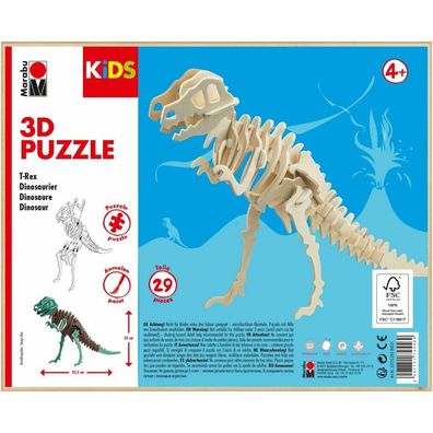 Puzzle Holz 3D KiDS Dinosaurier 29Teile zum Ausmalen