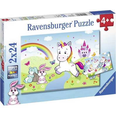 Puzzle 2x24 Teile Märchenhaftes Einhorn Zwei Puzzles für doppelten Puzzlespaß