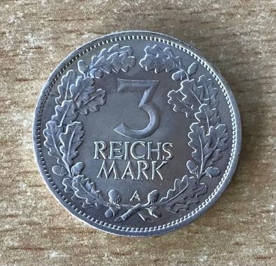 Weimarer Republik 3 Reichsmark 1925 A Rheinlande Silber