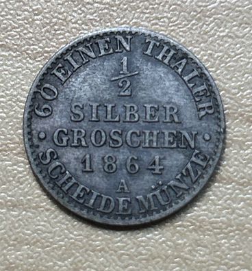 1/2 Silbergroschen 1864 A Wilhelm I. Preussen 1861-1888 Altdeutschland