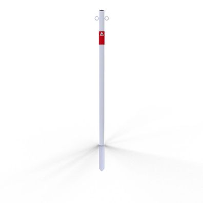 Schake Absperrpfosten aus Stahlrohr verzinkt Ø42x2,5mm weis mit rot reflektierenden