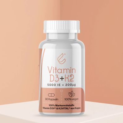 833,00 €/ kg | Collaviva Vitamin D3 + K2, 5000 IE + 200µg, 90 Kapseln, vegan, 30g