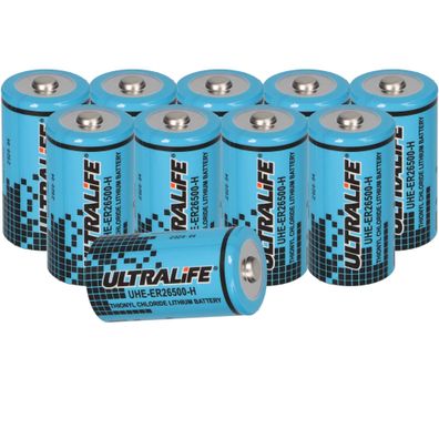 10x Ultralife UHE-ER26500 bobbin cell - C Rundzelle Lithium-Thionylchlorid 3,6V